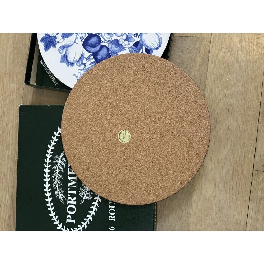 6 Portmeirion Harvest Blue Round Placemats Cork Back New Zealand Original Box